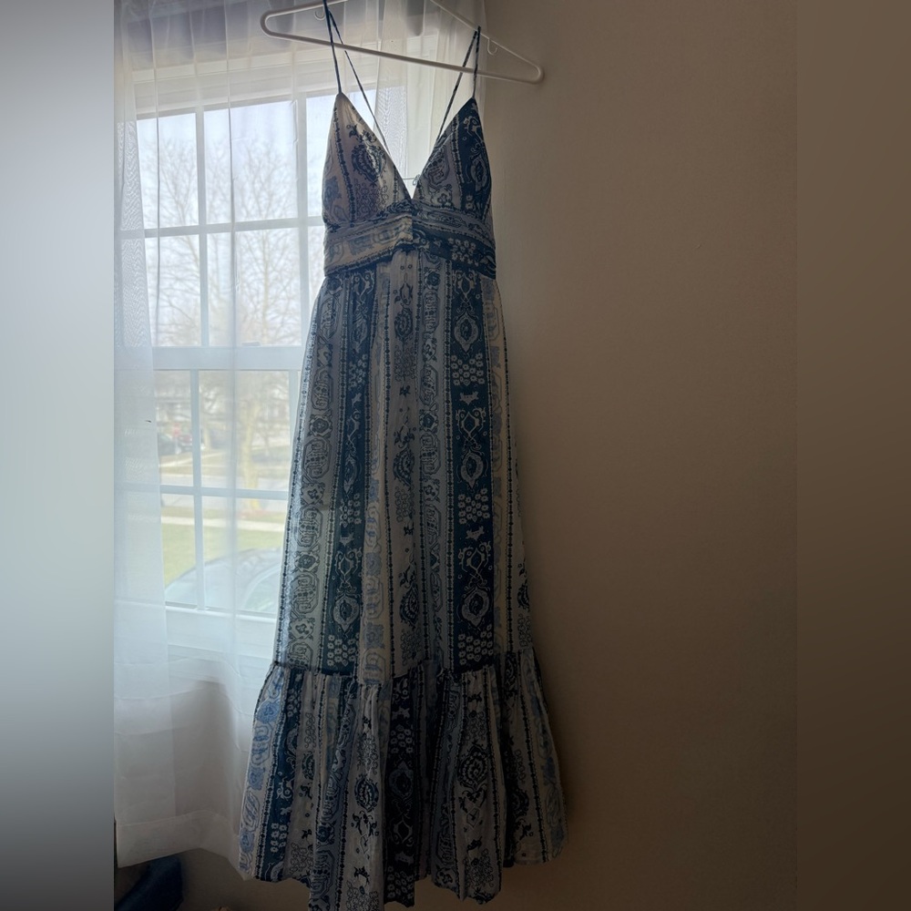 Abercrombie & Fitch Blue and White Printed Maxi Dress